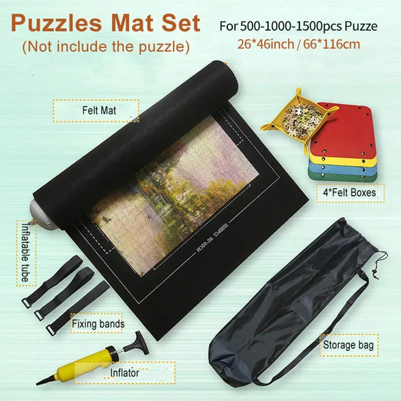 Professional Puzzle Roll Mat,Puzzles with Accessories and Portable Travel Storage Bag.